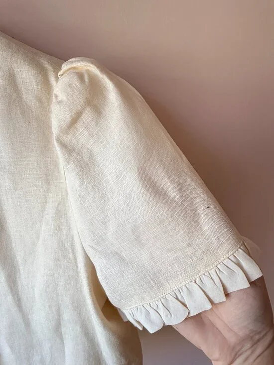 Reformation Bess Linen Top Sugar White Ruffle Button Front 100% Linen Size Large - Picture 3 of 9